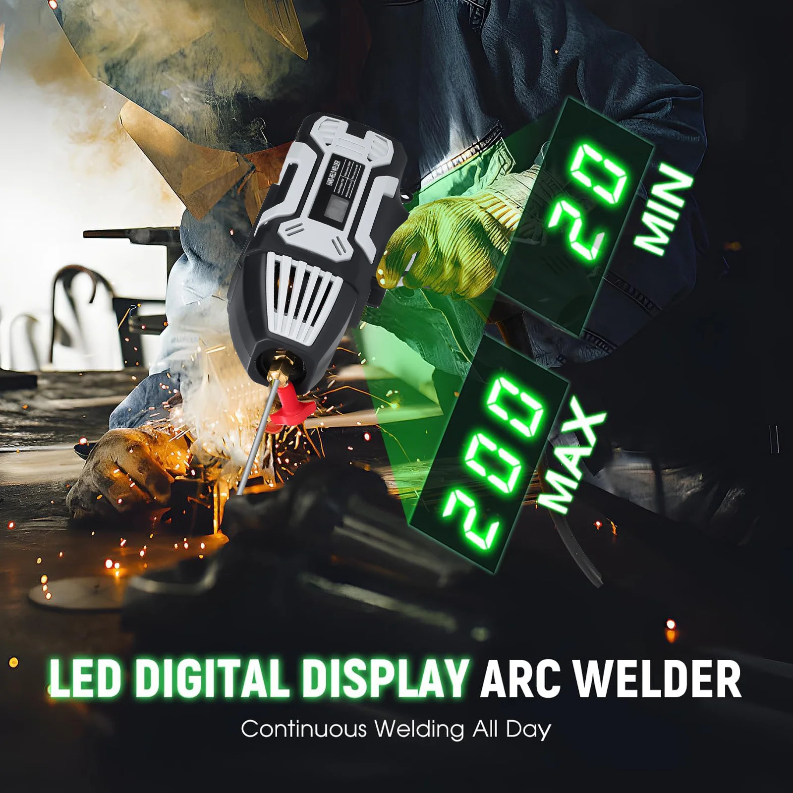 Mini Portable Welding Machine with LCD Display, 20-200A Output, Supports 1.6-3.2mm Welding Rods Safety Features Portable Design