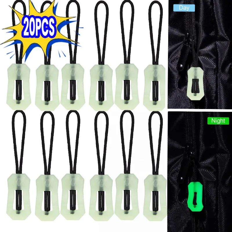 20PCS leuchtende Reißverschluss-Pull-Kit-Marker, die im Dunkeln leuchten, Nacht für Mantel, Jacke, Rucksäcke, Zelt-Reißverschlüsse, Outdoor-Rucksack, Handtasche