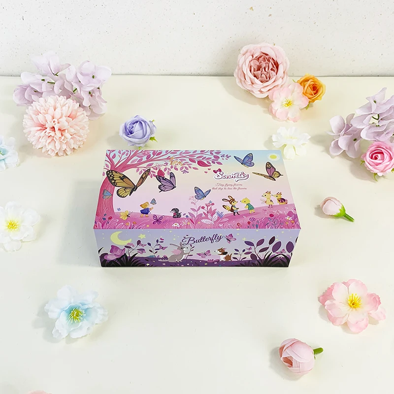 

1Pcs Purple Rectangular Book Shaped Gift Box, Cardboard Butterfly Pattern Gift Boxes, Wedding, Birthday, Christmas Gift Box