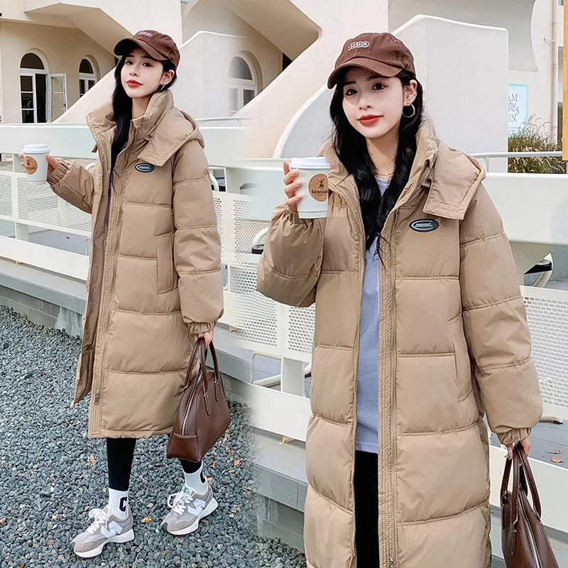 2024 New Fashionable Zipper Down Cotton Jacket for Women, Medium To Long, Hooded, Winter Thick Cotton Coat, Cotton Jacket