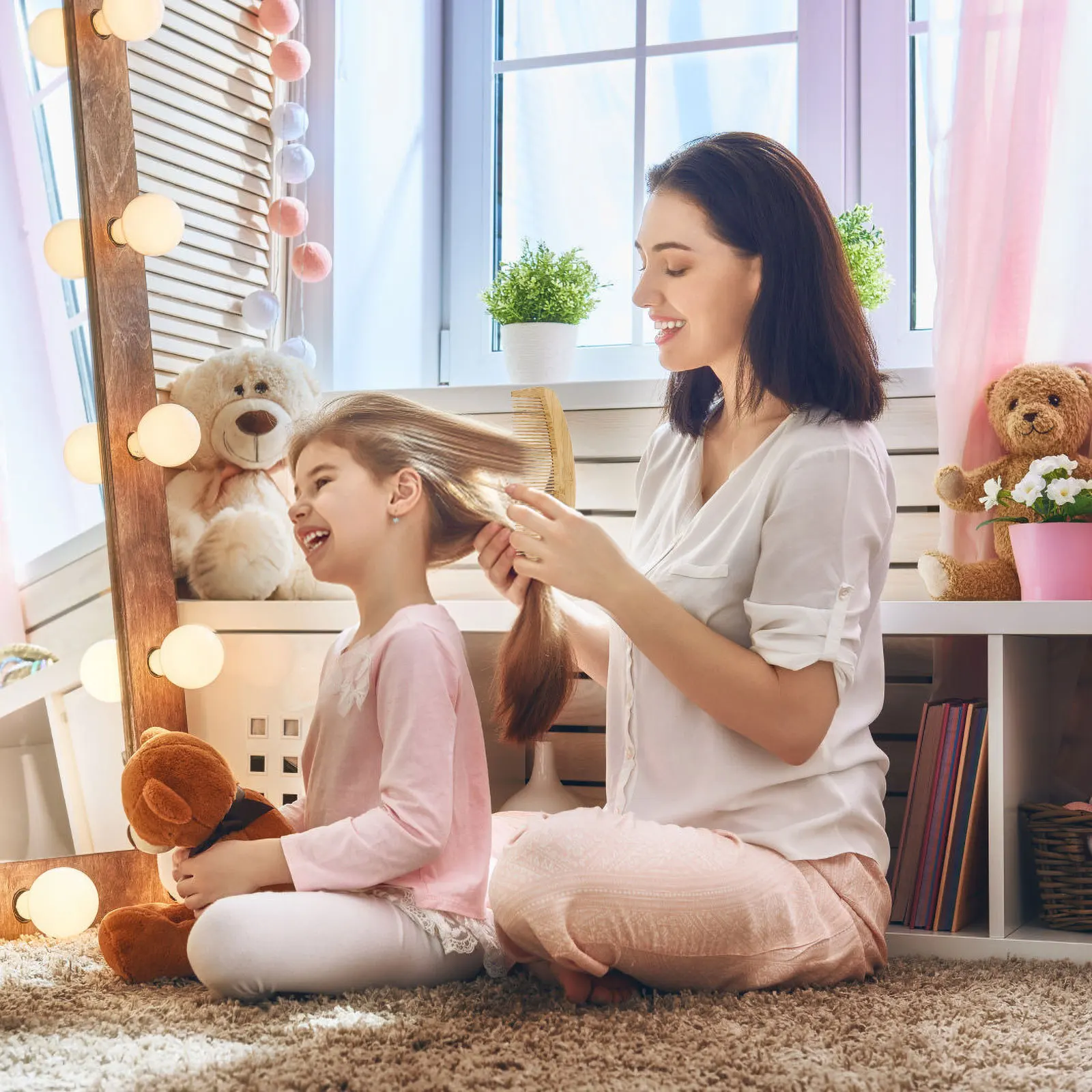 

7Pcs Bamboo Hair Brush Set Compact Wooden Comb for Wet Dry Curly Thick Hair Salon Home Use Ideal for Travel Daily Styling Unisex