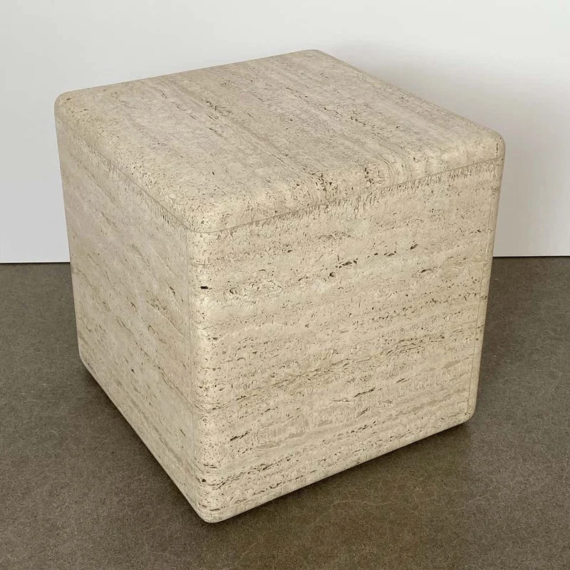 Simple modern natural marble stone living room side table square designed travertine coffee tables wholesale customization