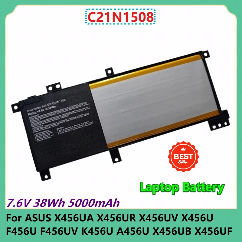 C21N1508 Laptop Battery 7.6V 38Wh 5000mAh For ASUS X456UA X456UR X456UV X456U F456U F456UV K456U A456U X456UB X456UF X456UJ