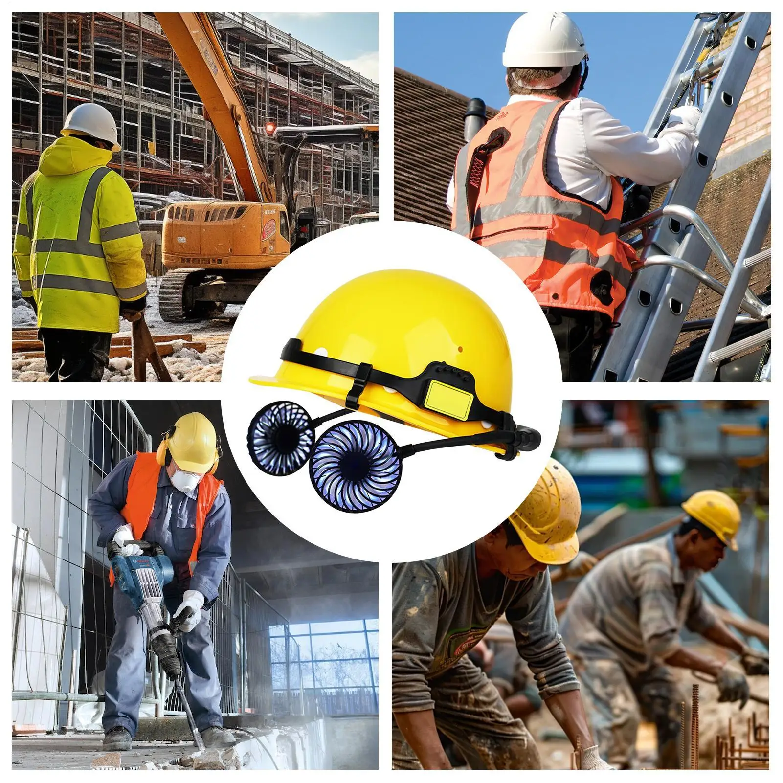 Casco con ventilador, casco duro ventilado, ventilador recargable, casco ergonómico para trabajo, sitio de construcción Industrial, mejoras para el hogar