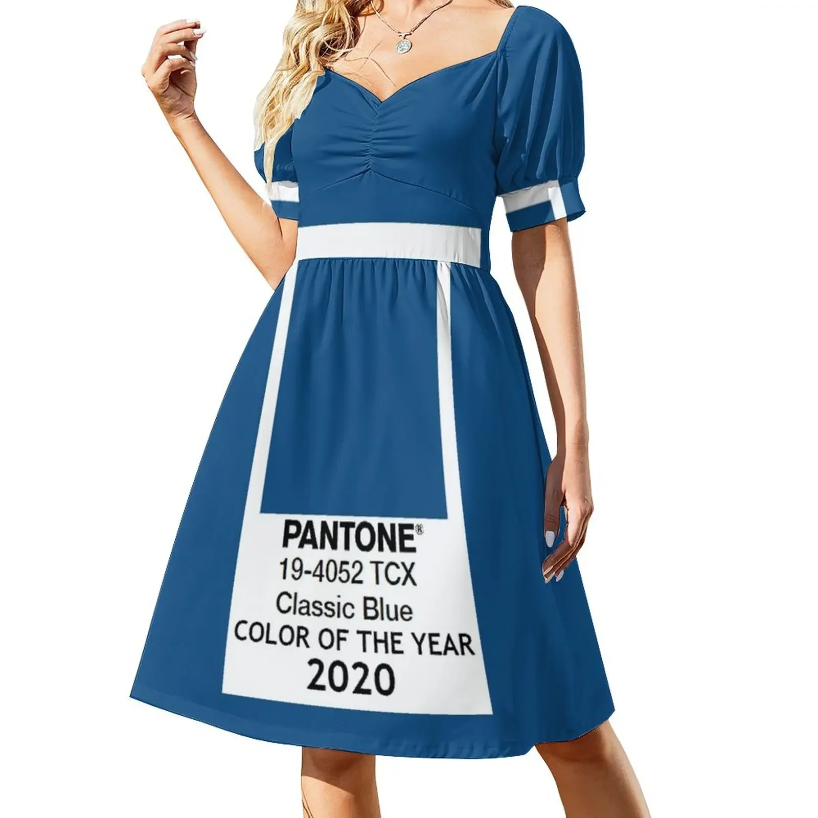 

classic blue Pantone Colour of the Year Swatch Short-Sleeved Dress purple dress clothes for woman Summer women's clothing