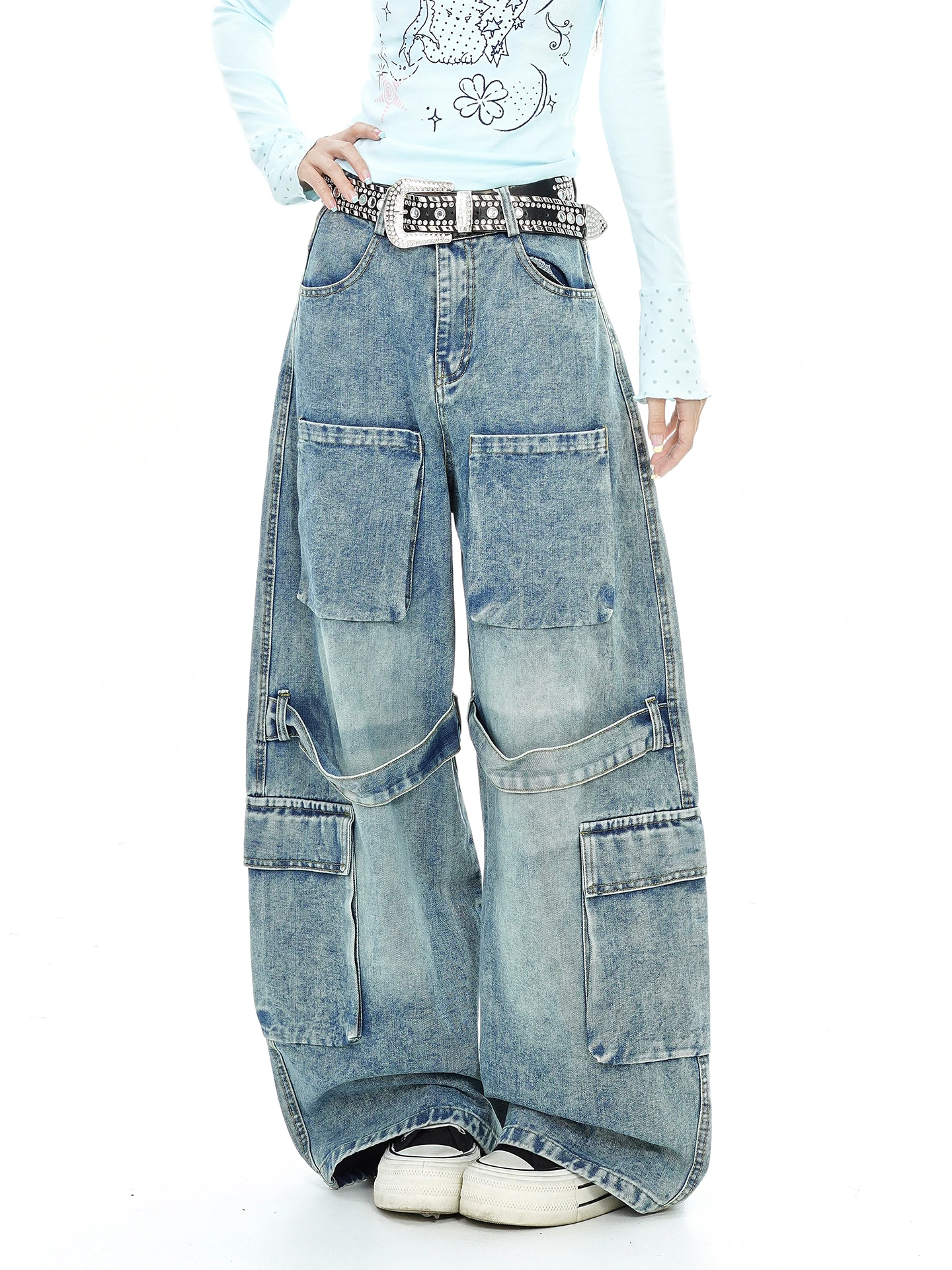 Heavy Duty Vintage Wide Leg Jeans Women's Loose BF Street Style Knife Blade Denim Trousers Autumn New Arrival Durable Fabric
