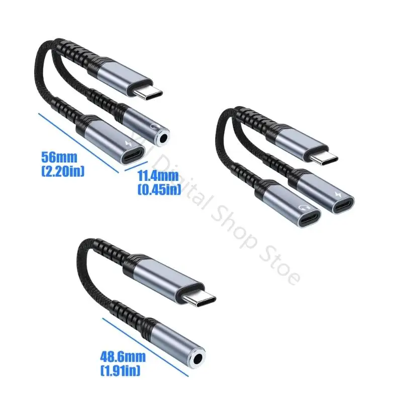 96BA Wire Music Converter USB C auf 3,5 mm Kopfhörer- und Ladegerät-Adapter für den Pendelverkehr – Detail 6