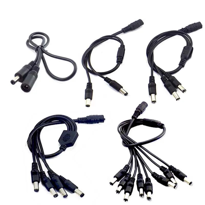 

DC12V Splitter Power Cable 1 Female To 2 3 4 8 Male Y Shape Connector Wire 2.1mm*5.5mm Splitters For LED Strip Light CCTV Camera