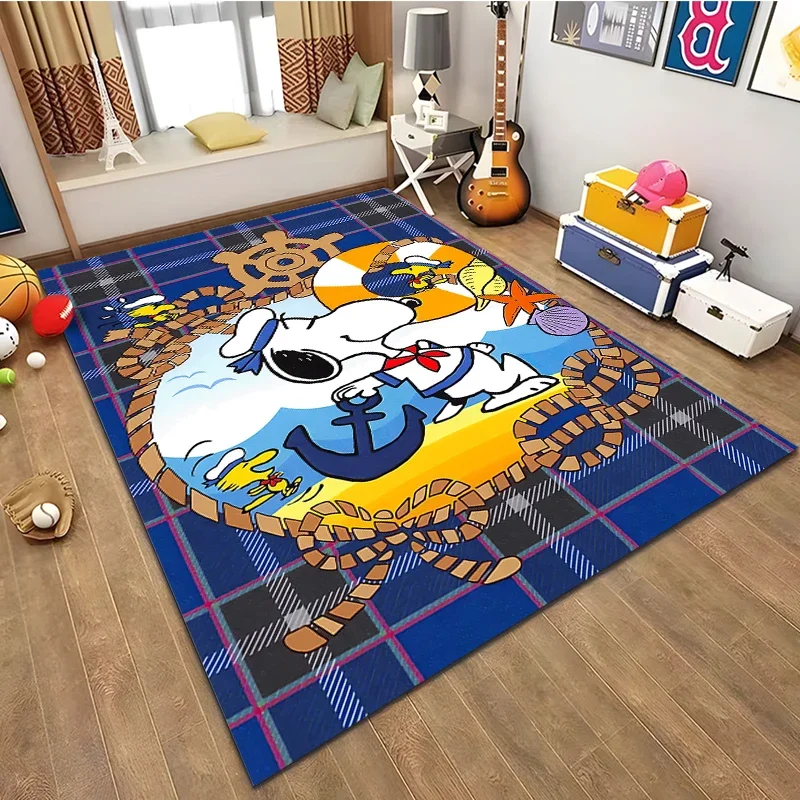 Cartoon Snoopy Dog Area Rug Carpet for Living Room Home Decor Large Area Rug Bedroom Floor Rug Non-slip Easy Washable Mat Gift