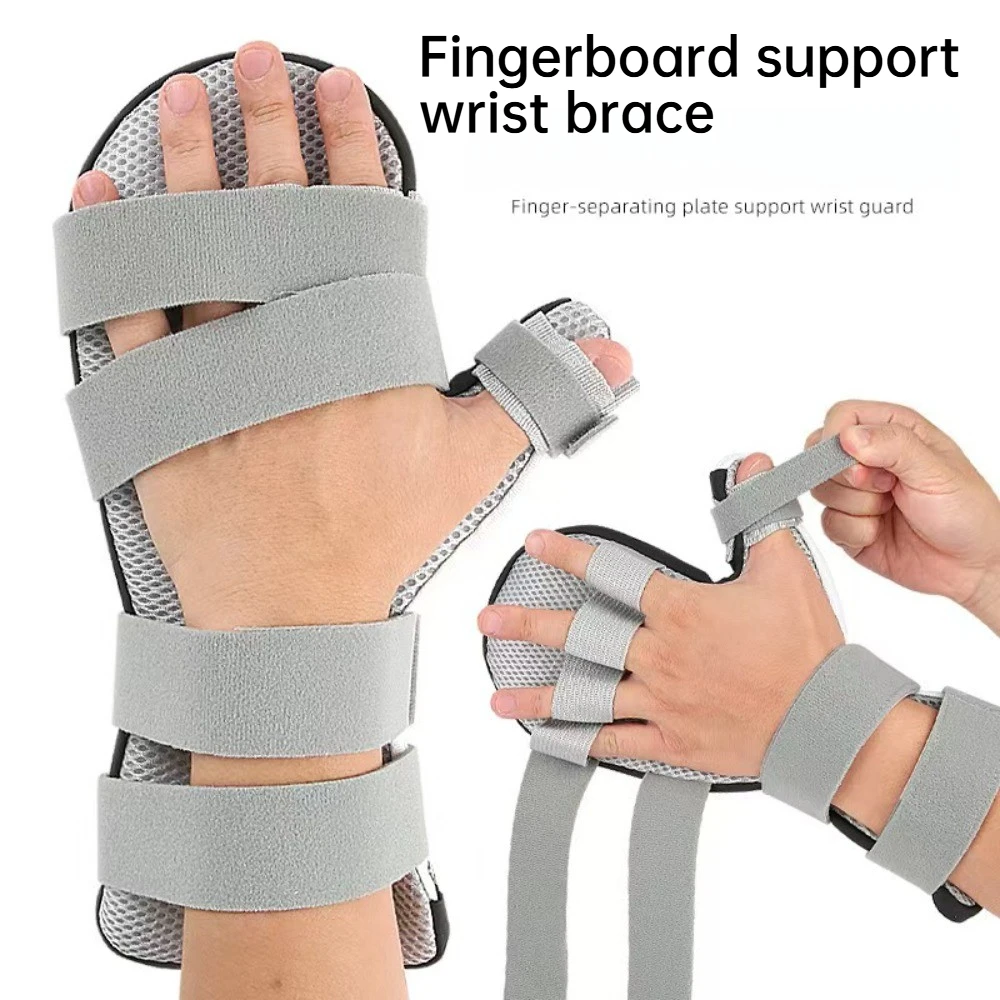 Adjustable Finger Splint & Wrist Brace, Breathable Mesh Hand Support with Separated Straps, Bendable  Rehab & Finger Training