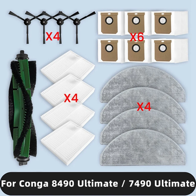 עבור cecotec conga 8490 כוח אולטרה האולטימטיבי/7490 x-treme הביתה האולטימטיבי חלקי ואקום מסנן מברשת שקית אבק