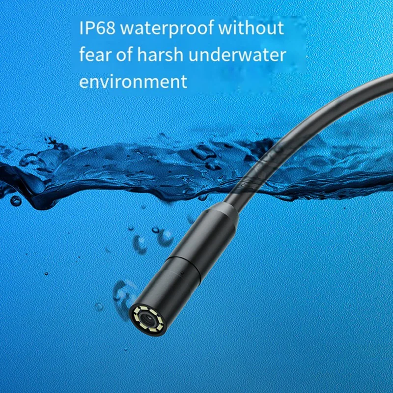 كاميرا منظار IP67 مقاومة للماء ، 8 ، سلك صلب ، فحص خط أنابيب ، Borescope مع 8 LED قابل للتعديل ، IOS ، iPhone ، استبدال 1m