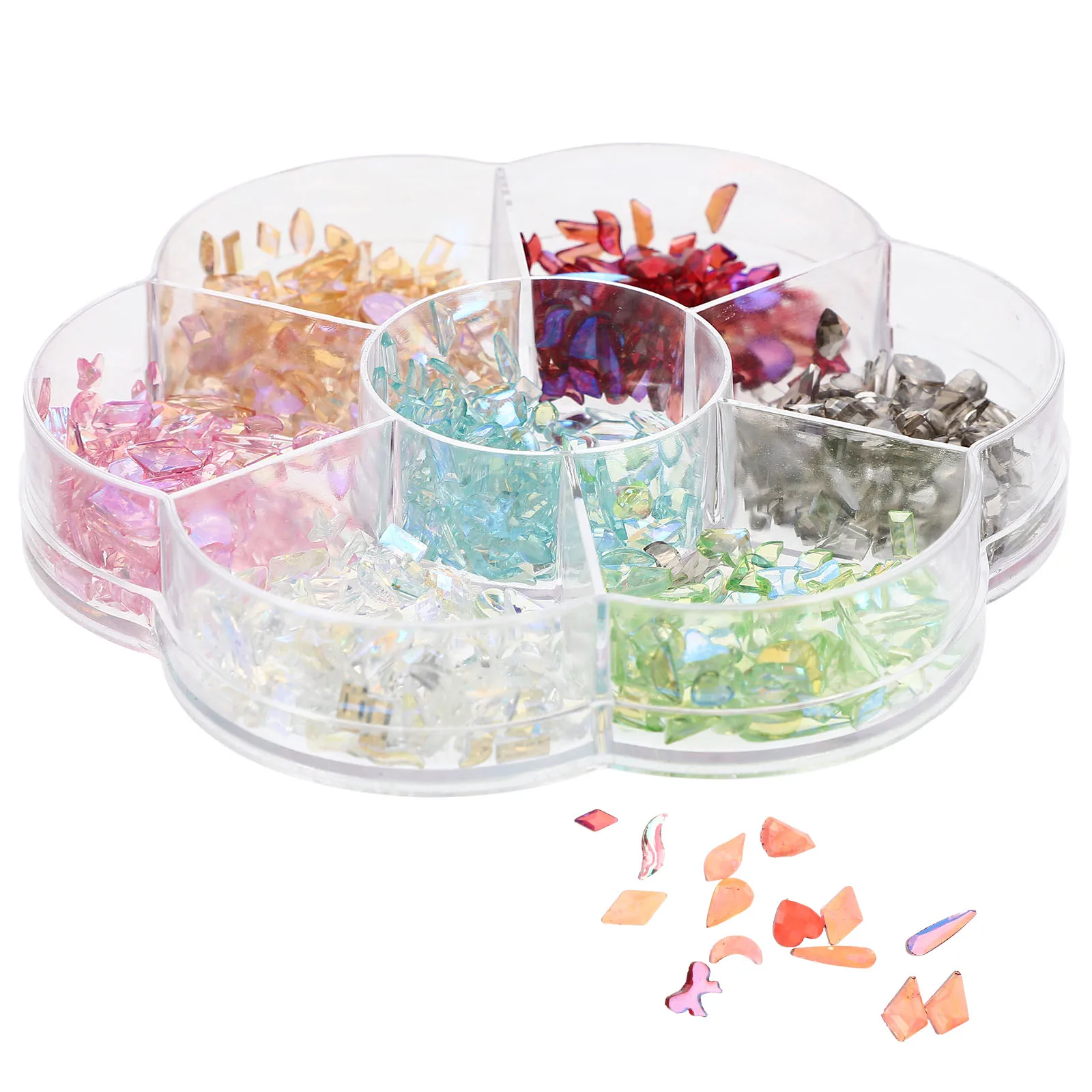 

1 Box Of Crystal Ornament Multi Shapes Flat Back Rhinestones For Diy Nail Art Decor Manicure Accessories Nail Art Supplies