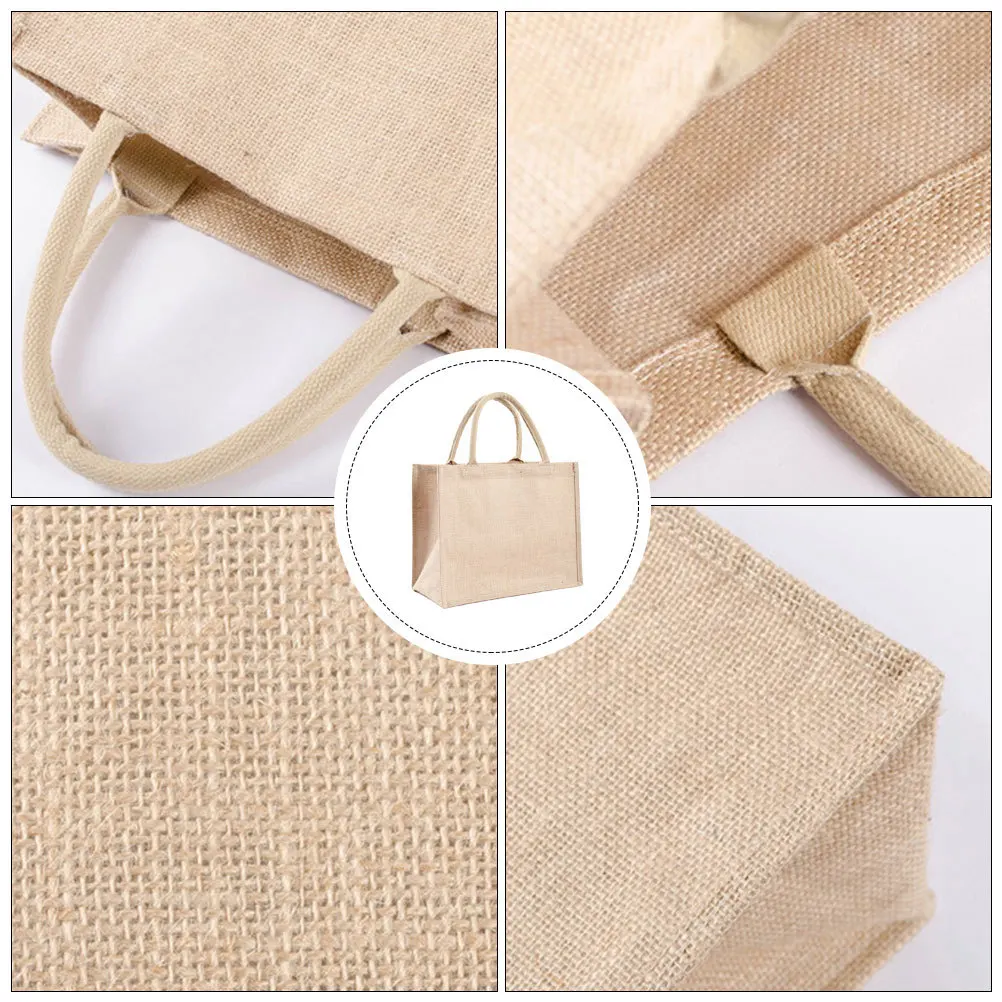 กระเป๋าผ้ากระสอบกันน้ำ กระเป๋าช้อปปิ้งปอกระเจาแบบใช้ซ้ำได้ เป็นมิตรกับสิ่งแวดล้อม กระเป๋าถือผ้าลินินแบบพกพาสำหรับใช้ในชีวิตประจำวัน