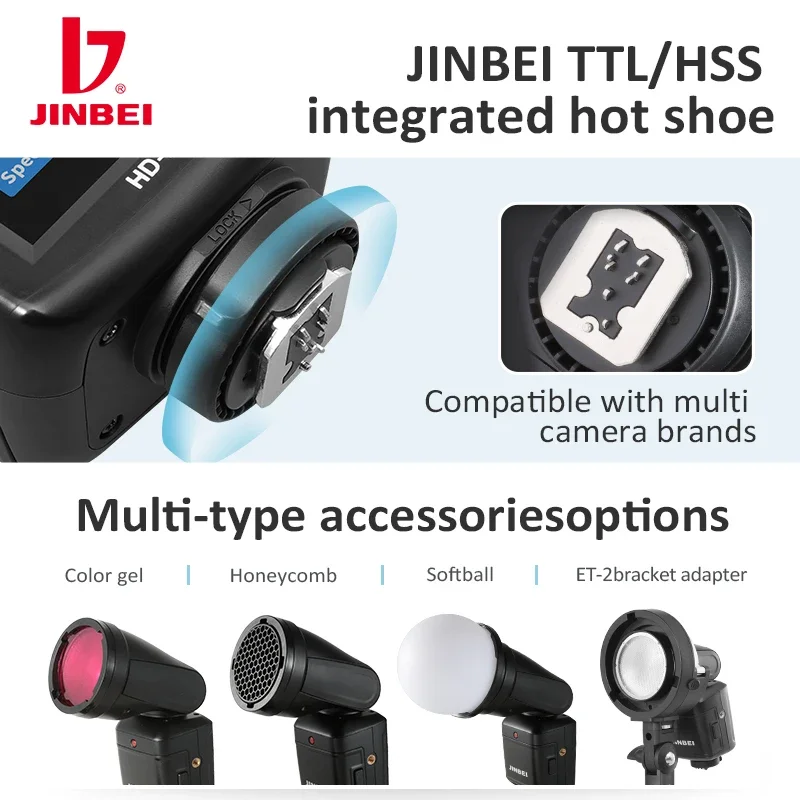 JINBEI HD-2 MAX TTL 1/8000s HSS Portable Speedlite Battery Camera Flash Lights For All Camera Brands Outdoor Shooting