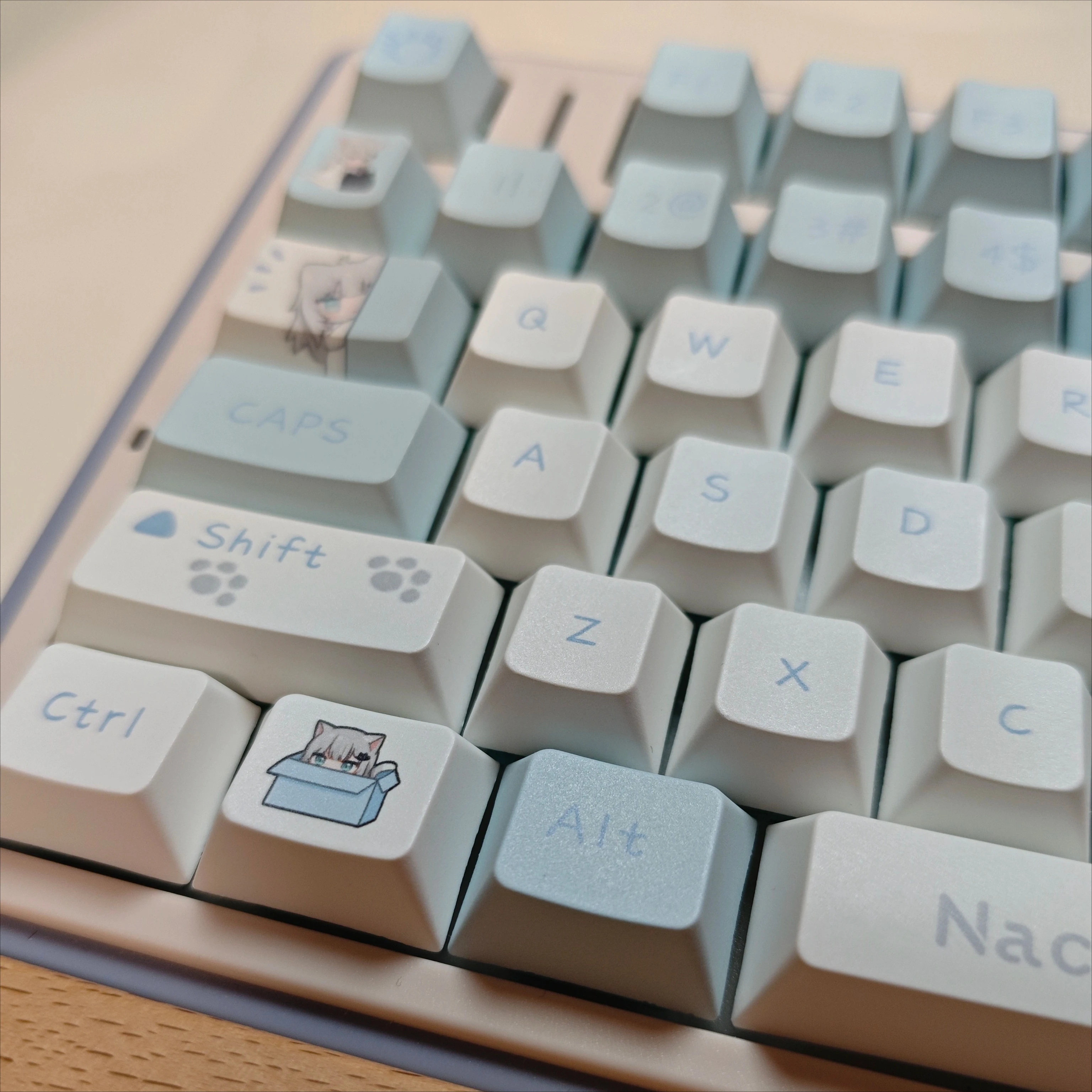 오리지널 귀여운 Nachoneko Keycaps 108 키 BPT Thermosublimation MOA 체리 프로파일 MX 스위치 기계식 키보드 캡
