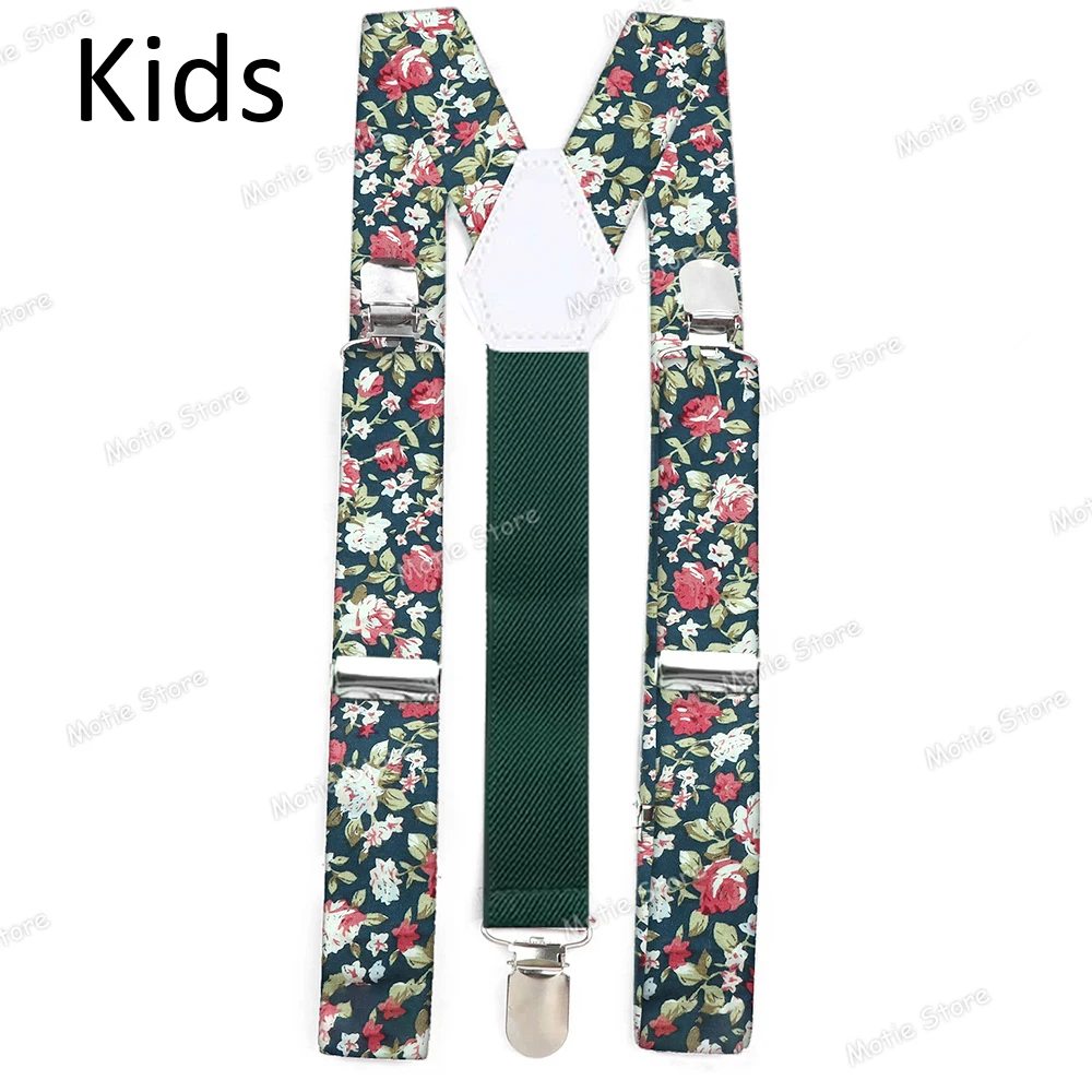 المطبوعة الأزهار القطن الاطفال الحمالات كليب على الأشرطة قابل للتعديل مطاطا Y-الظهر الأقواس الأطفال صبي فتاة الأقواس اكسسوارات الزفاف