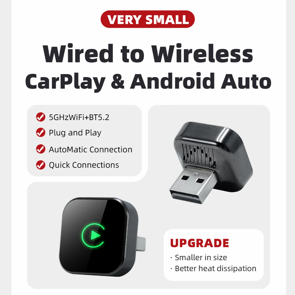 EKIY 2in1 Wireless CarPlay Dongle Wireless Android Auto Adapter AI Smart Box Car Intelligent Systems For Car With Wired CarPlay