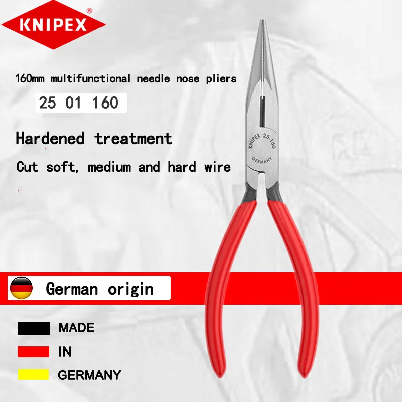 Alicates de punta puntiaguda KNIPEX de 160mm importados de Alemania herramienta alicates de punta puntiaguda multiusos multifuncionales 2501160
