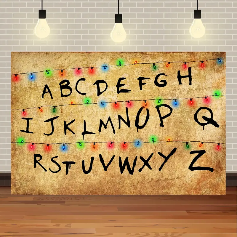 American TV Stranger Theme Background Lights Alphabet Episode Series Vinyl Banner Party Decoration Supplies Photo Prop Baby Gift - Image 11