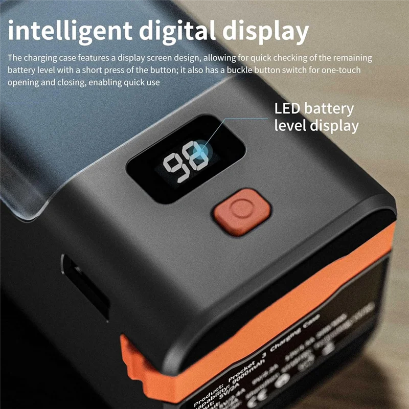 ABSQ-For DJI Osmo Pocket 3 Fast Charging Case 9000Mah Battery Charger 20W Multifunctional With Digital Display