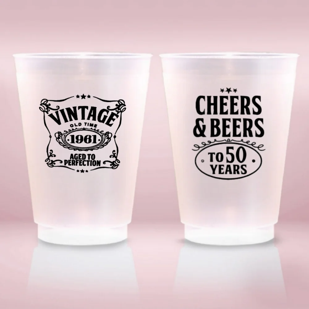 Plastic Frosted Cups, Personalized Birthday Plastic Cups, Custom