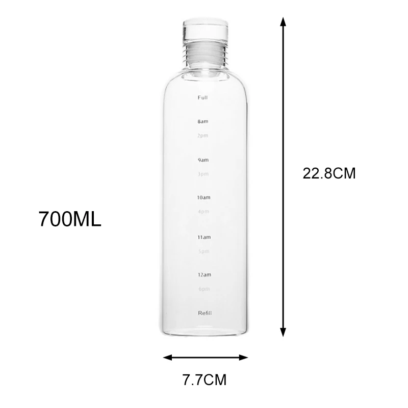 500/700ml Large Capacity Plastic Water Bottle For Drinking Simple Style Water Cup leak Proof With Time Mark For Girls Gifts