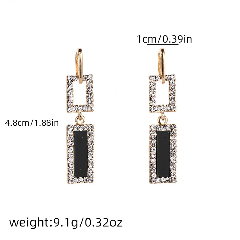 Vintage Compass Shaped Earrings with Classic Black Diamonds on a Golden Alloy Main BodyRetro Queen Style Earrings