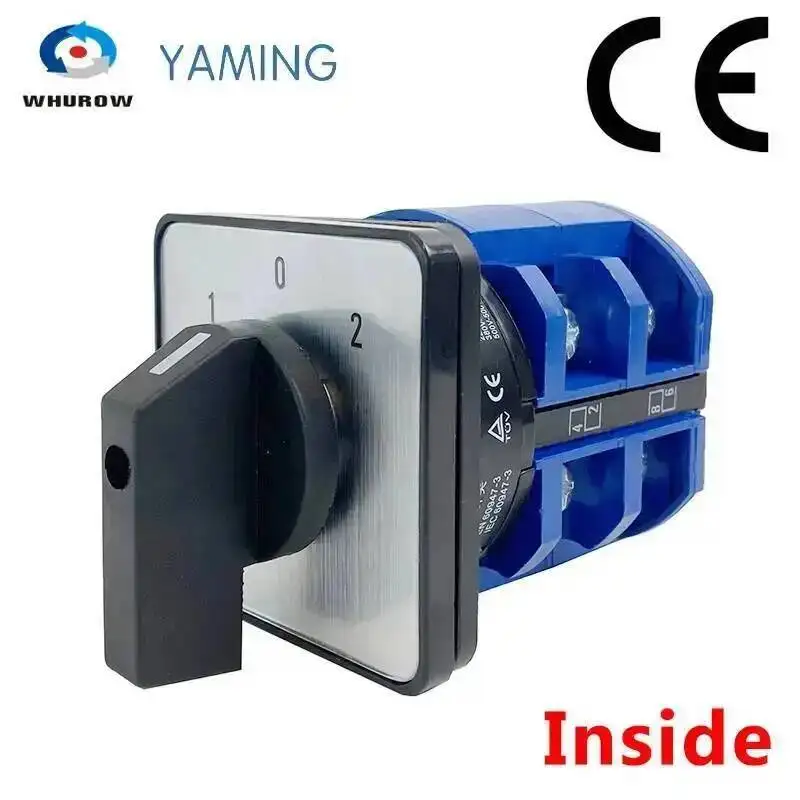 LW26-63 YMW26-63/2M Changeover Cam Mains Rotary Switch 63A 2 Poles 8 Terminals With Protective Box IP65