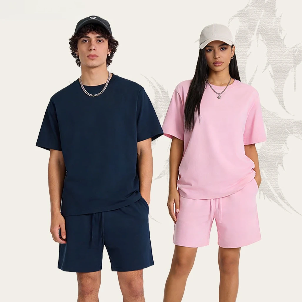 

Cotton Women's Summer Suit with Shorts and Top Classic Casual Oversize Two-piece Set Tracksuit Shorts and T-shirt for Women