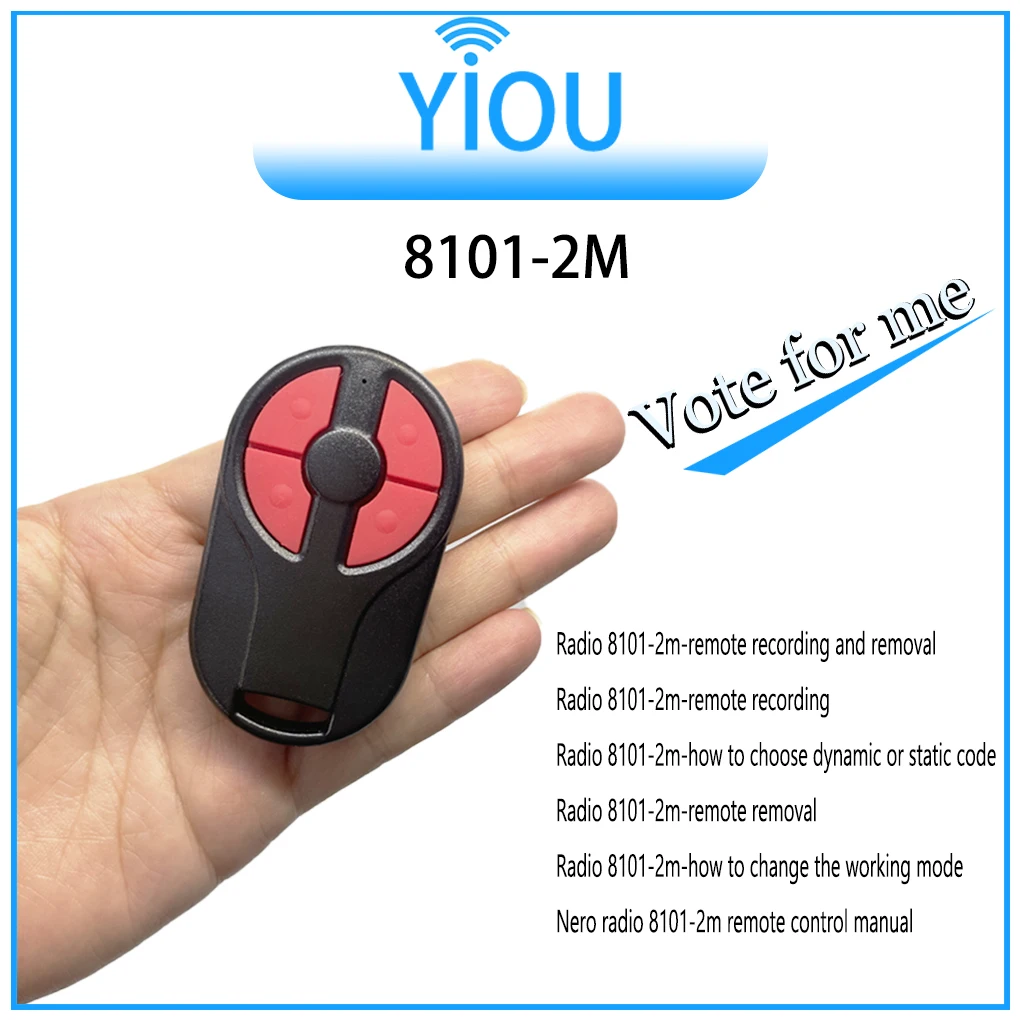YIOU NERO RADIO 8101-2M Gate Remote Control 434.05-434.79MHz For NERO RADIO 8101-4M 8101-1M Garage Door Barrier Remote Control