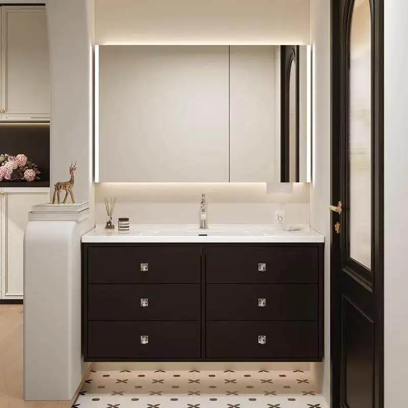 

Комплект мебели для ванной комнаты, тумба с интегрированной керамической раковиной, умывальник для ванной комнаты