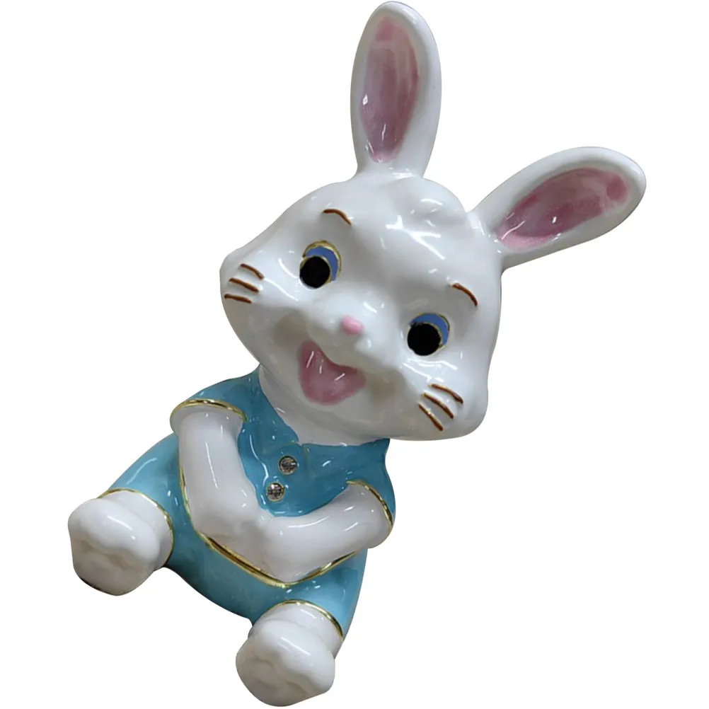 

Rabbit Shaped Jewelry Storage Box Elegant Alloy Trinket Case for Earrings Rings Necklaces Office Desk Room Decor Valentine Gift