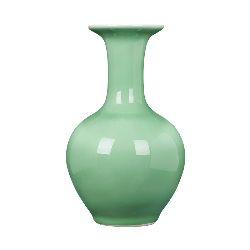 Pea Green Glazed Vase Chinese Style Home Living Room Flower VaseCreative Wine Cabinet Decoration Jingdezhen Porcelain Vase