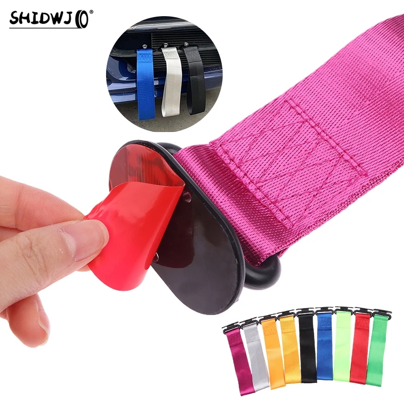 Universal Car Color Pendant Tow Strap Belt Tow Rope Sticker Ribbon Car Decor Sticker Trailer Ropes Bumper Towing Strap