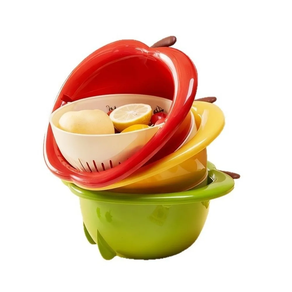 New Double Layer Kitchen Drain Basket Quick Draining Durable Fruit Vegetable Washer Rotating Design Strainer Basket Kitchen Use