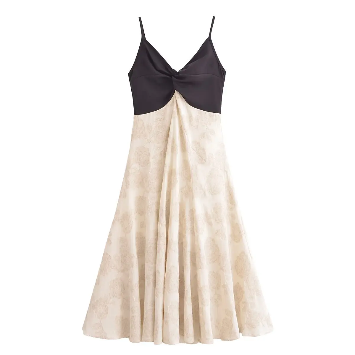 

ZBZA Women's Sexy Suspender Midi Dress Backless High Waist Adjustable Straps Zip A-line Evening Dress Spring Summer New Chic Top