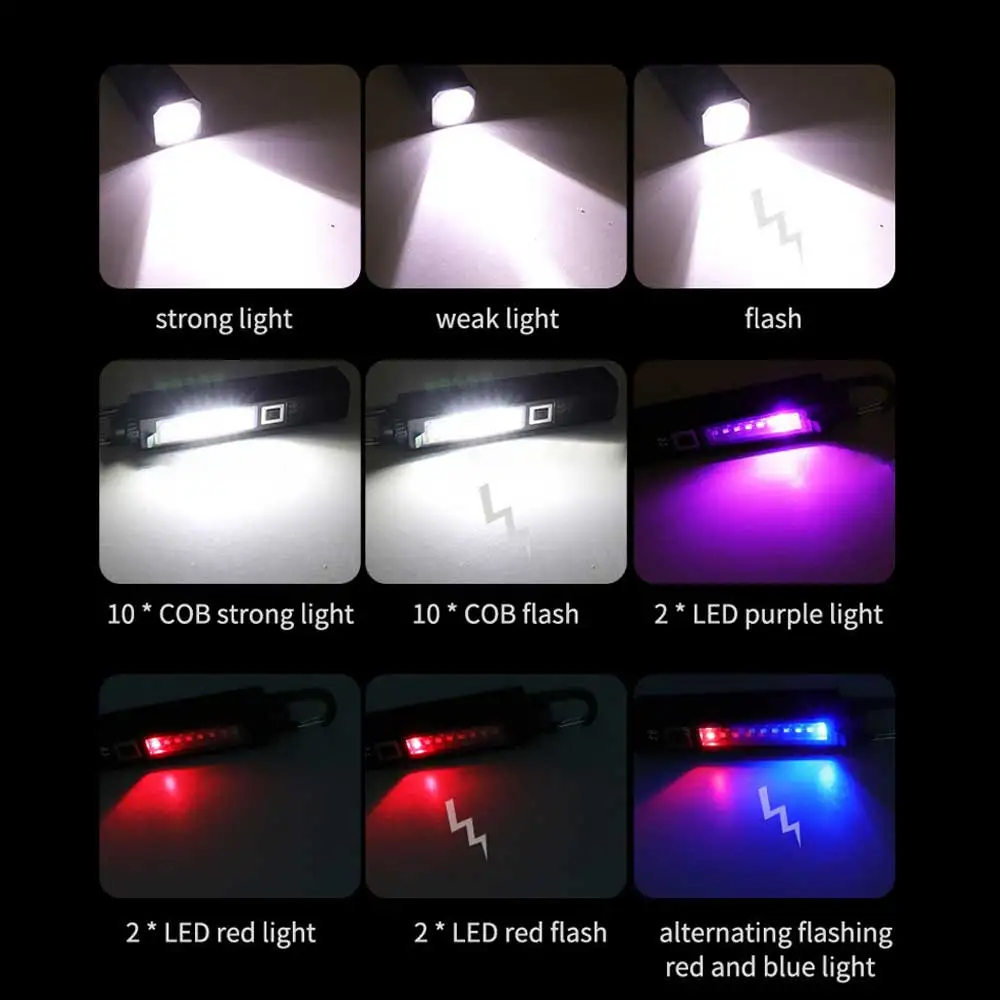 30W LED white laser flashlight 1200LM long beam digital power display with magnet hook IPX4 multi-function led Type-c flashlight