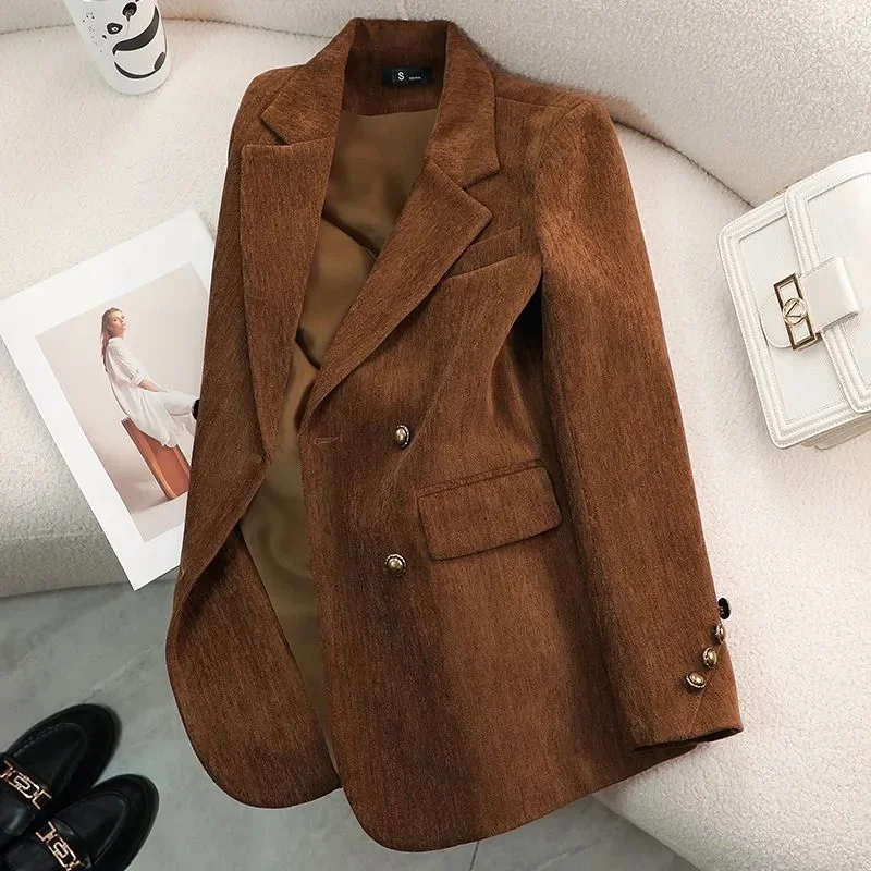 

2025 New Spring Women's Coat Autumn/Winter High Fashion Design Sense Versatile Herringbone Pattern Suit Jacket Casual Tops
