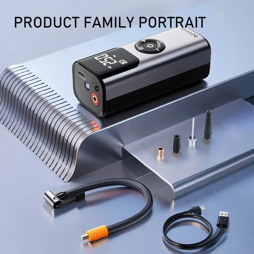 Imagen 2 del producto QIKUI Bomba de Aire Eléctrica de 12V y 150 PSI para Neumáticos de Auto, Motocicletas, Bicicletas y Balones, con Luces LED y Manómetro