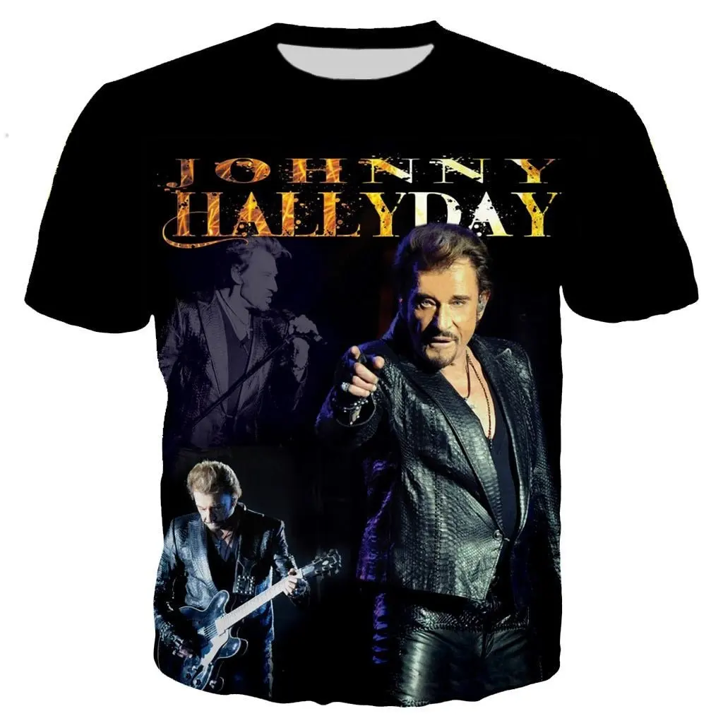 2024 New Johnny Hallyday 3D Printed T-shirt Men Women Summer Fashion Casual Streetwear Clothes Hip Hop Harajuku Style T Shirt