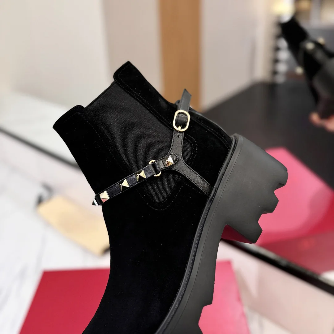 جديد إمرأة حذاء من الجلد جلد طبيعي سميكة وحيد برشام حذاء من الجلد لوكس تصميم جولة تو سميكة وحيد جلد البقر المواد حجم 35-40 #3