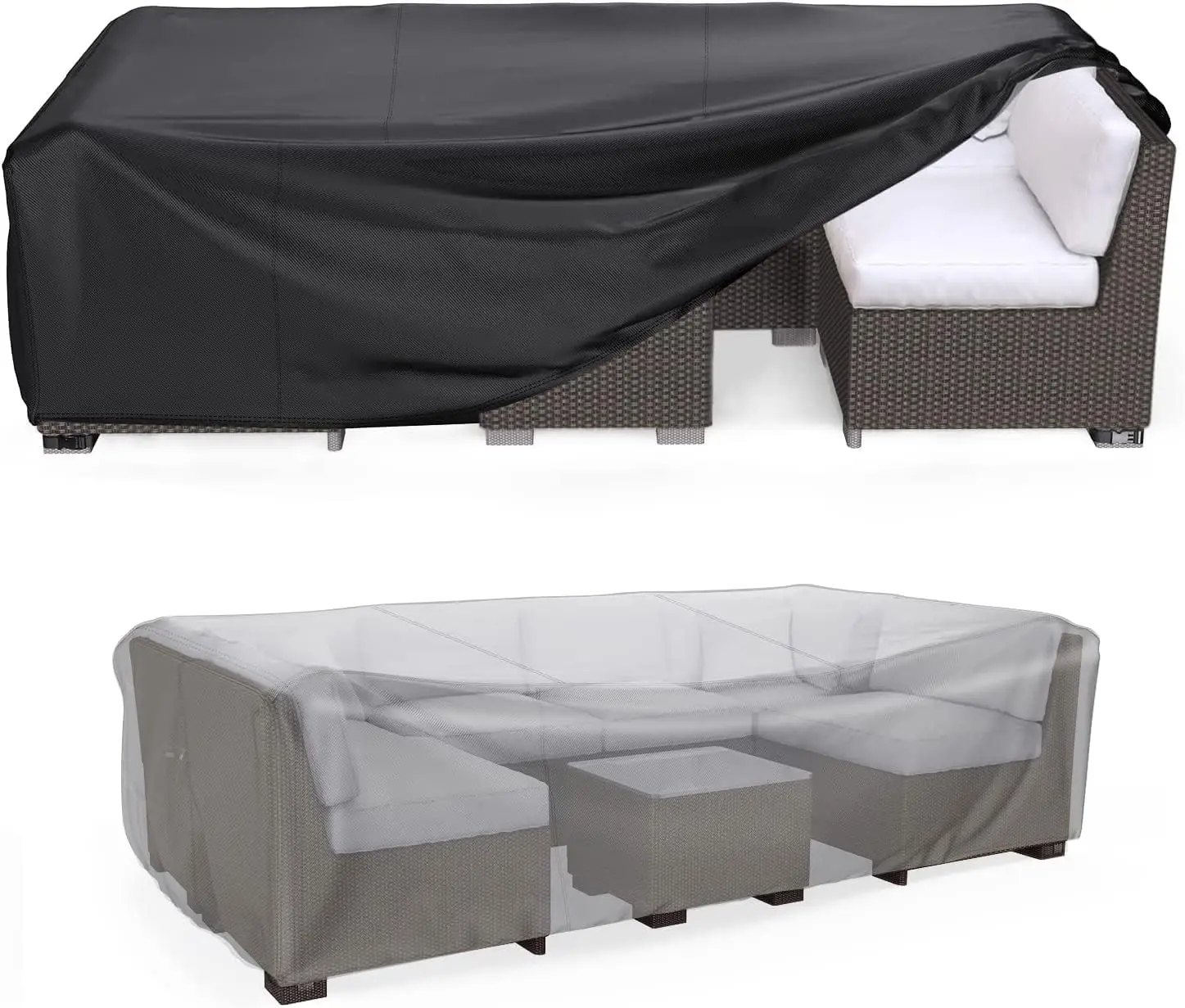 

Водонепроницаемый чехол для садовой мебели, сверхпрочный чехол для дивана и стола из материала 600D, 137,7 дюймов (длина) x 86 дюймов (ширина) x 28 дюймов (высота)