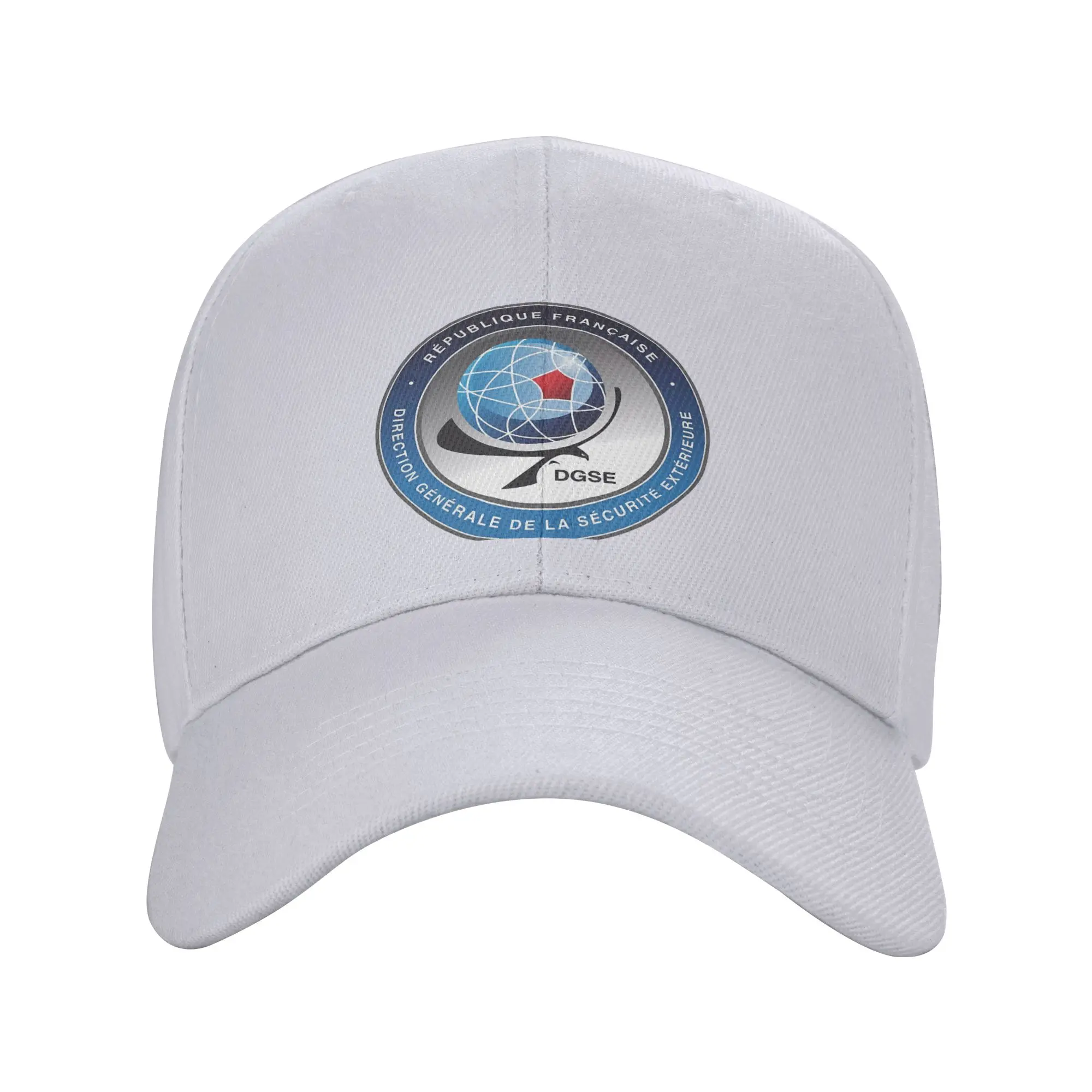 Fashion DGSE FRENCH INTELLIGENCE SERVICE Curved Brim Baseball Cap Soft-Top Denim Hat Sun Visor Hat