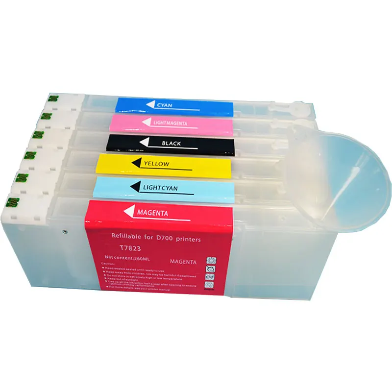 6Colors/Set T7821-T7826 Empty Refillable Ink Cartridge With Chip For Epson SureLab SL-D700  Printer