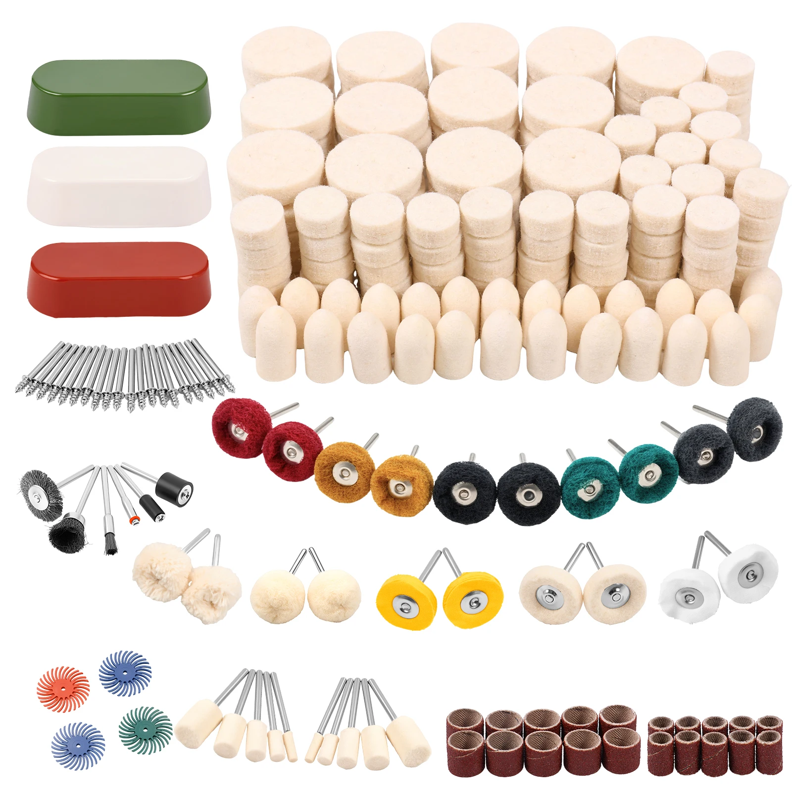267pcs Rotary Tool Accessories Polishing Kit Wool Felt Buffing Wheel Grinding Bit Set For Dremel Drill Rust Removal Metal Jewelr