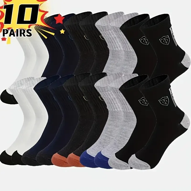 2/5/10 Pairs Breathable Men Casual Socks Trendy Versatile Autumn Winter Men Socks Sweat Absorbing And Deodorizing Business Socks
