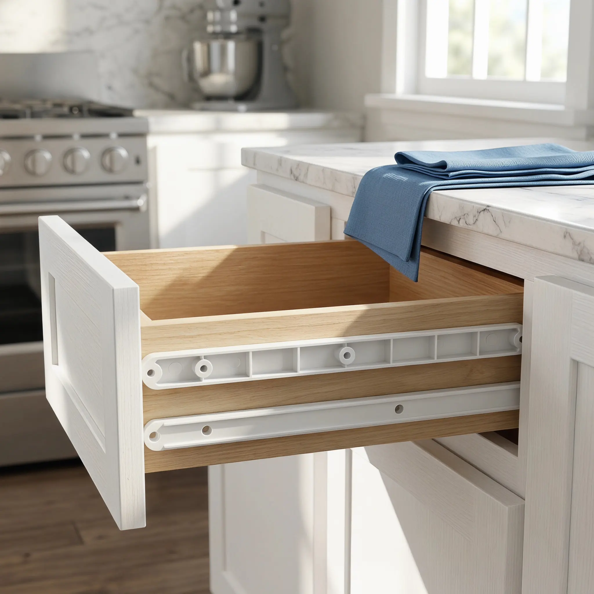 2Pcs Plastic Drawer Slides Smooth Quiet Sliding Cabinet Rails for Kitchen Dresser Wardrobe Drawers Drawer Rails