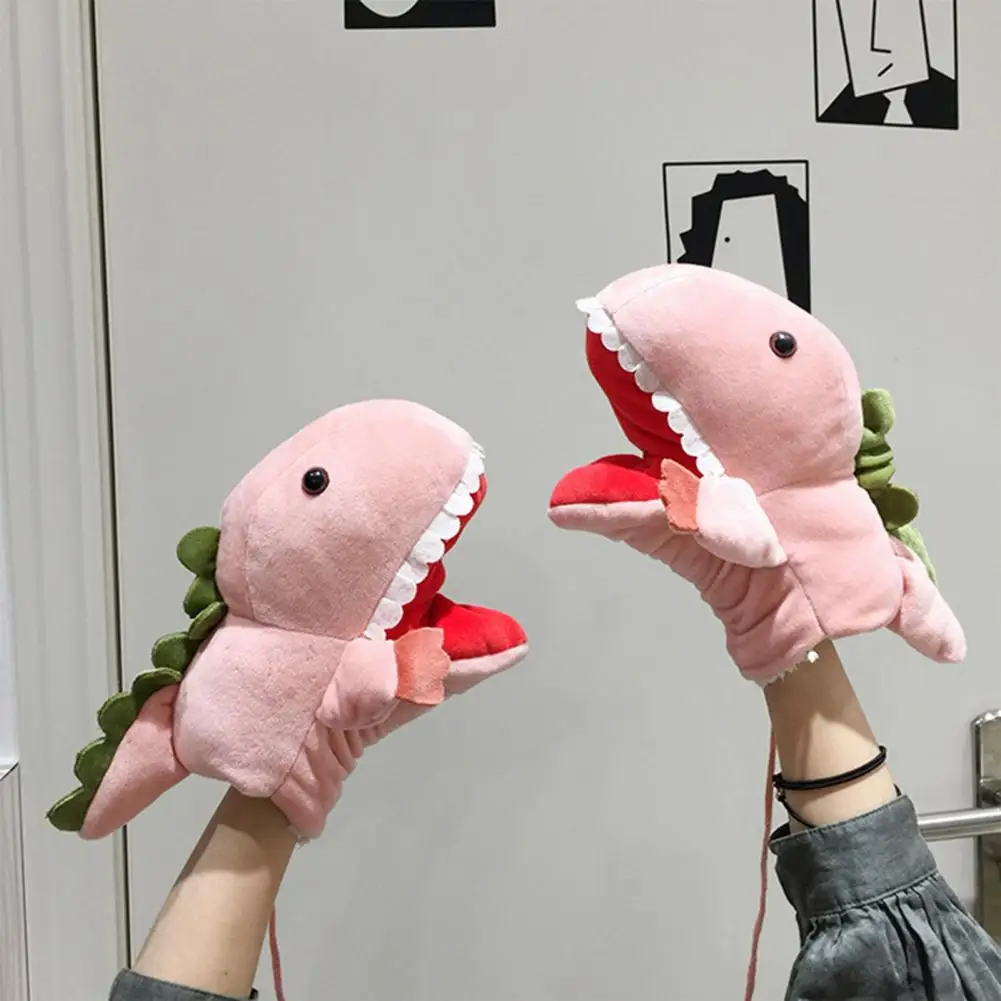 Gants à main de dinosaure, 1 paire, marionnette à bouche Mobile en tissu de dessin animé réaliste, jouets pour enfants