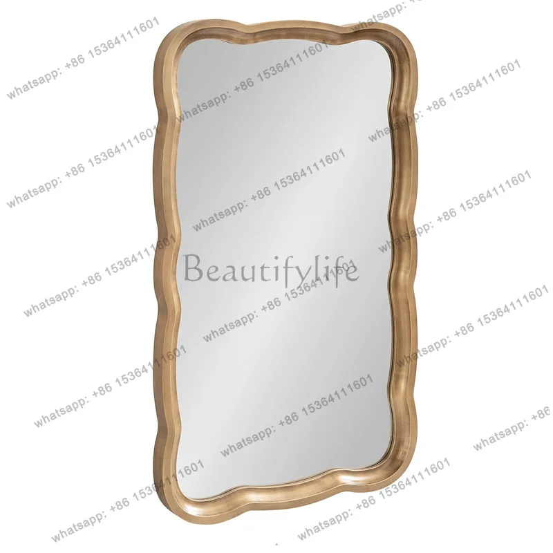 

Medieval wave makeup mirror household wall-mounted retro light luxury decorative mirror